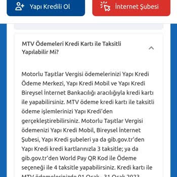 Yapı Kredi Bankası MTV Taksitlendirme İşlemi
