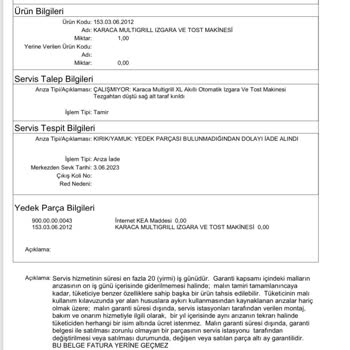 Karaca Züccaciye Fatura Bedeli Ücret İadesi