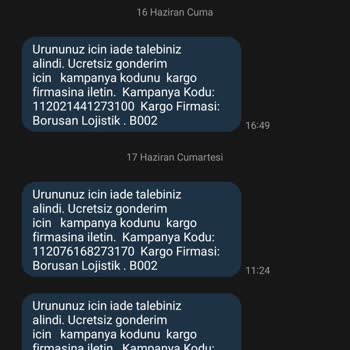Borusan Lojistik İade Teslim Almıyor