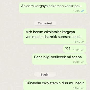 Gizzy Çikolata Bebek Çikolatası Siparişim Gelmedi