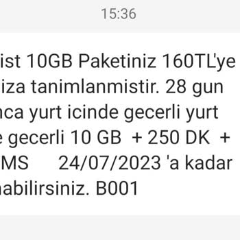 Türk Telekom Fazla Alınan Paket Tutarı.