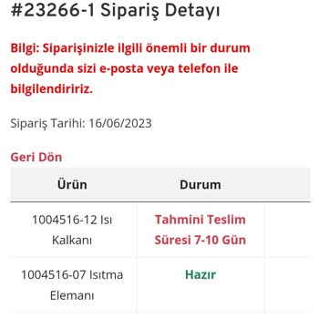Makineustasi.com Siparişin Hala Tedarik Sürecinde Olması