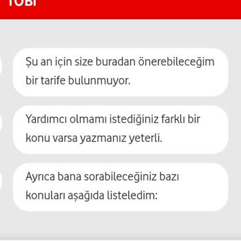 Vodafone Hattına Uygun Tarife Bulunmuyor