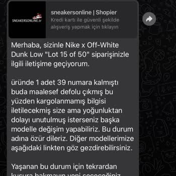 Sneakersonline.tr'den Siparişim 5 Gündür Kargoya Verilmedi