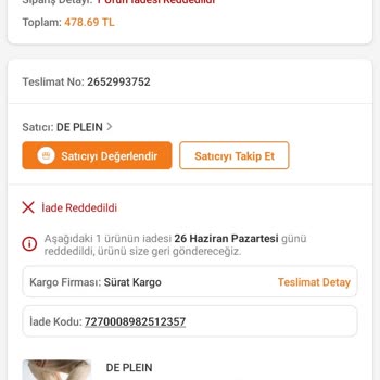 Trendyol De Plein Defolu Ürün İadesi Kabul Etmemesi