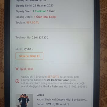 Trendyol Lyuba Mağazası Siparişim İptal Etti