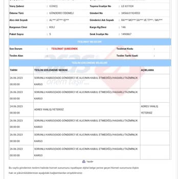 Aras Kargo Güneş Şubesi Sorunları