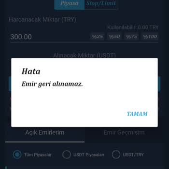 Bitexen Emir Listesinden Paramı Alamıyorum