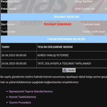 Aras Kargo Bir Türlü Yapılmayan Kargo Teslimatı
