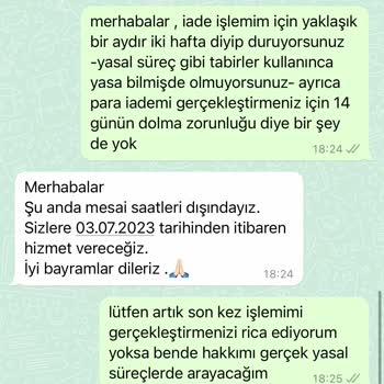 Eyyo Butik İademi Gerçekleştirmedi