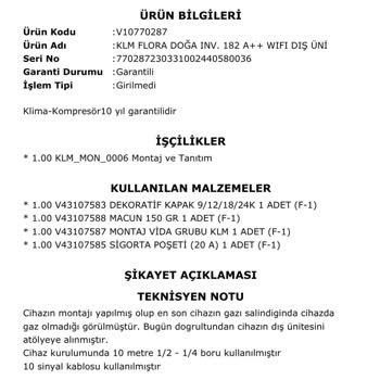 Fabrika Çıkışlı Arızalı Vestel Klima