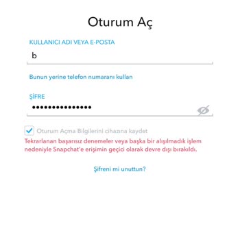 Snapchat'a Giriş Yapamıyorum