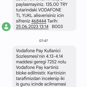 Vodafone Pay Kartıma Bloke Katılması