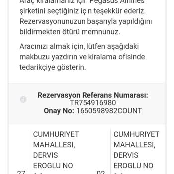 Pegasus Olmayan Aracı Kiraya Vermek