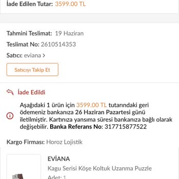 Eviana Mobilya Eviana Firmasının Haftalarca Paramı Kullanıp Ürünü Göndermemesi