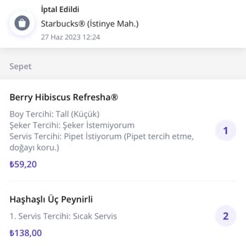 GetirYemek İptal Sipariş Ücret İadesinin Olmaması