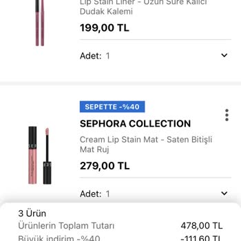 Sephora Kampanya İndirim Sorunu