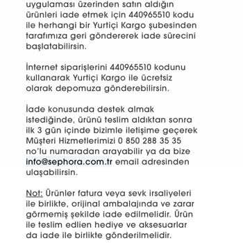 Sephora İade Almıyor Müşteri Hizmetleri Çok İlgisiz!