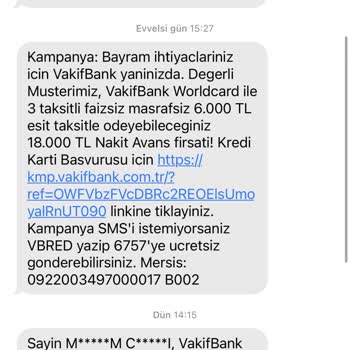 VakıfBank Avans Kampanyası Sorunu