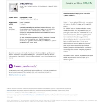 Hotels.com İade Talebi Sorunu