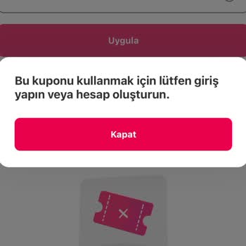 Daha Daha Uygulamasından Aldığım Kupon Yemek Sepetinde Geçersiz