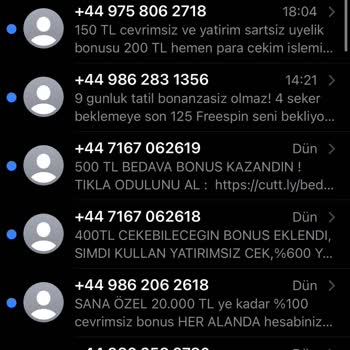 Vodafone +44 İle Başlayan Numaralardan Gelen SMS'ler