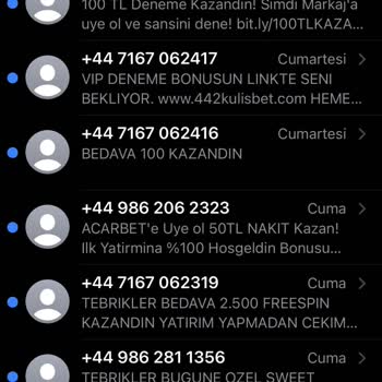 Vodafone +44 İle Başlayan Numaralardan Gelen SMS'ler