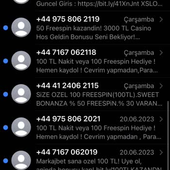 Vodafone +44 İle Başlayan Numaralardan Gelen SMS'ler