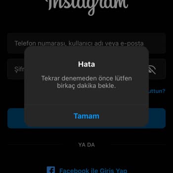 Instagram Hesap Kurtarırken Hata Vermesi