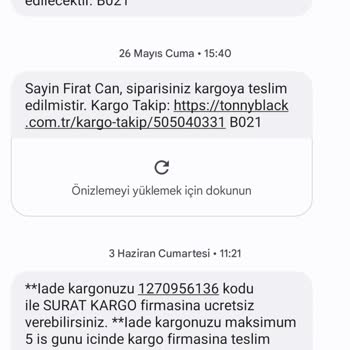 Tonny Black Ürün İadesi Sonrası Yapılmayan Ücret İadesi