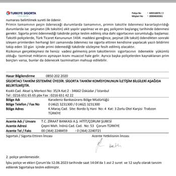 Türkiye Sigortanın Ve Ziraat Bankası'nın Habersiz Sigorta Yapması
