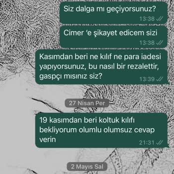 Sandalye.koltuk.kiliflarimiz (Instagram) Koltuk Kılıfı Satın Aldım, Ürün Gönderilmedi