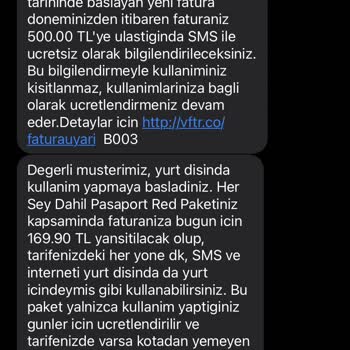 Vodafone Hattımda Rızam Dışı Olarak Oluşturulan Yurt Dışı Ek Paketlerle İlgili Şikayetim