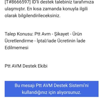 PttAVM Ücret İadesi Yapılmıyor
