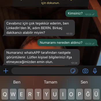WhatsApp Bilinmeyen Numaradan Mesaj