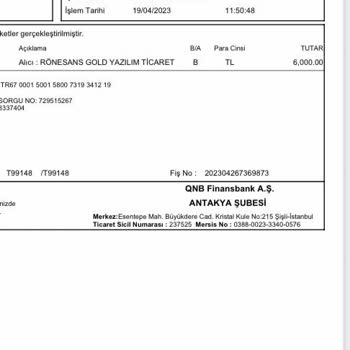Rönesans Gold Finans Yatırım Uygulamasından Kimlik Bilgilerim Silinsin