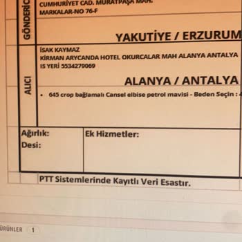 Elfida Moda Siparişim Hala Kargoya Verilmedi