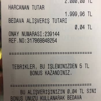 Garanti Bankası'nın 2000 TL Alışverişe 200 TL Kampanyasına Katıldım.