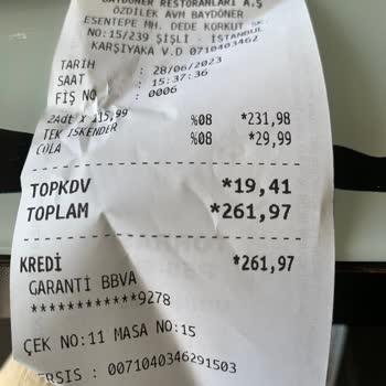 Şişli Özdilek Baydöner Sipariş Hatası