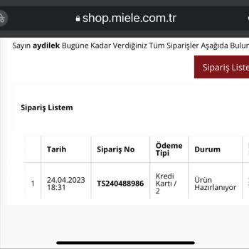 Miele İnternet Mağazasından Aldığım Ürünler Halen Elime Geçmedi.