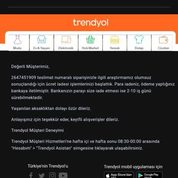 Trendyol'un Dolar Kuruna Bağlı Sipariş İptali