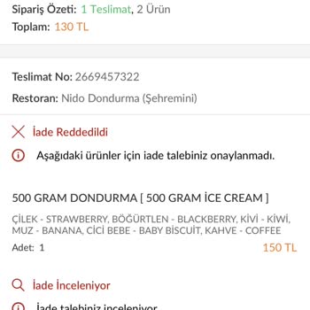 Trendyol Yemek Ücretini Ödediğim Ürünü Teslim Almadım. İade Oluşturdum, Reddedildi!
