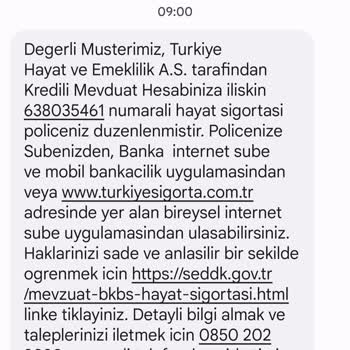 Ziraat Bankası Bilgim Dışında Sigorta Poliçesi Düzenlenmiştir