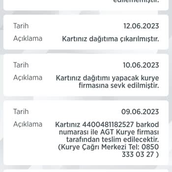AGT Kurye (aynigunteslim.com) Kartımın 16 Gündür Ulaştırılmaması