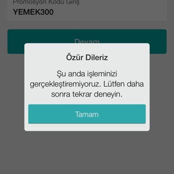 Yemeksepeti Garanti BBVA İşbirliğindeki 300 TL'lik Promosyon Verilmedi