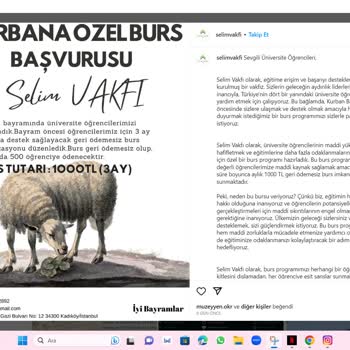 Selim Vakfı Kurban Bayramı Burs Başvurusu Şikayet