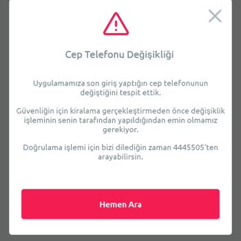 TikTak Kirala Telefon Değişikliği Uyarısı