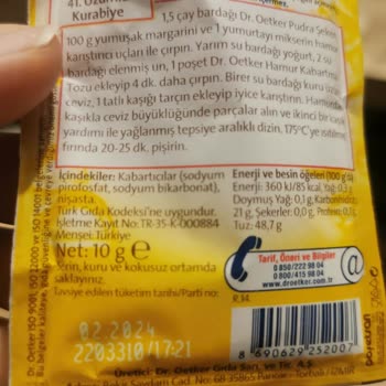 Dr. Oetker Kabartma Tozu Tuzlu Çıktı