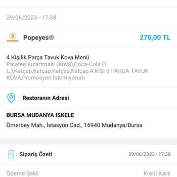 Popeyes Eksik Ve Tam Pişmemiş Ürün Verdi.