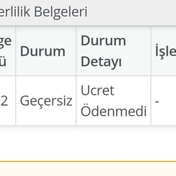 Ulaştırma ve Altyapı Bakanlığı SRC 2 Ücret Ödenmedi Geçersiz Diyor